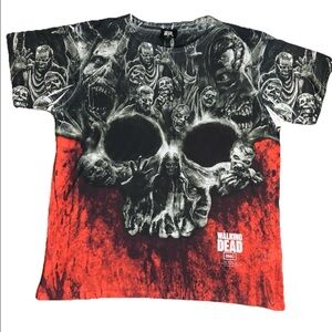 RARE OFFICIALLY LICENSED The Walking Dead Skull All Over Print T-Shirt  XL